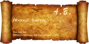 Abonyi Barna névjegykártya