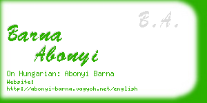 barna abonyi business card